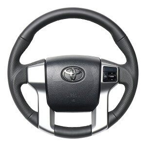 REAL レアル ステアリング オリジナルシリーズ ランドクルーザー プラド (150系:前・中期) H21(2009).9〜H29(2017).9 ラウンドシェイプ / 純正同径 / ガングリップ スタンダード オールレザー / ブラッ