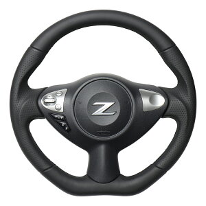 REAL レアル ステアリング オリジナルシリーズ フェアレディZ (Z34) ※ニスモ含む H20(2008).12〜 Dシェイプ / 純正同径 / ガングリップ スタンダード オールレザー / ブラックユーロステッチ