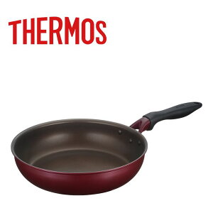 【在庫処分】 ◆ thermos サーモス デュラブルシリーズフライパン KFH レッド ブラウン KFH-026 R キッチン 26cm IH/ガス 対応 深型 焦げ付かない キッチンツール