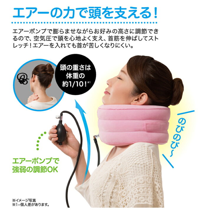 楽天市場 送料無料 肩こり マッサージ器 肩こり 解消グッズ グッズ 解消 首筋 首 こり 首枕 マッサージ 首もみ マッサージ機 ストレッチ 疲労 首筋ストレッチ サイズ調節 面ファスナー デスクワーク リラックス ストレッチャー ネックストレッチャー 簡単 エアー