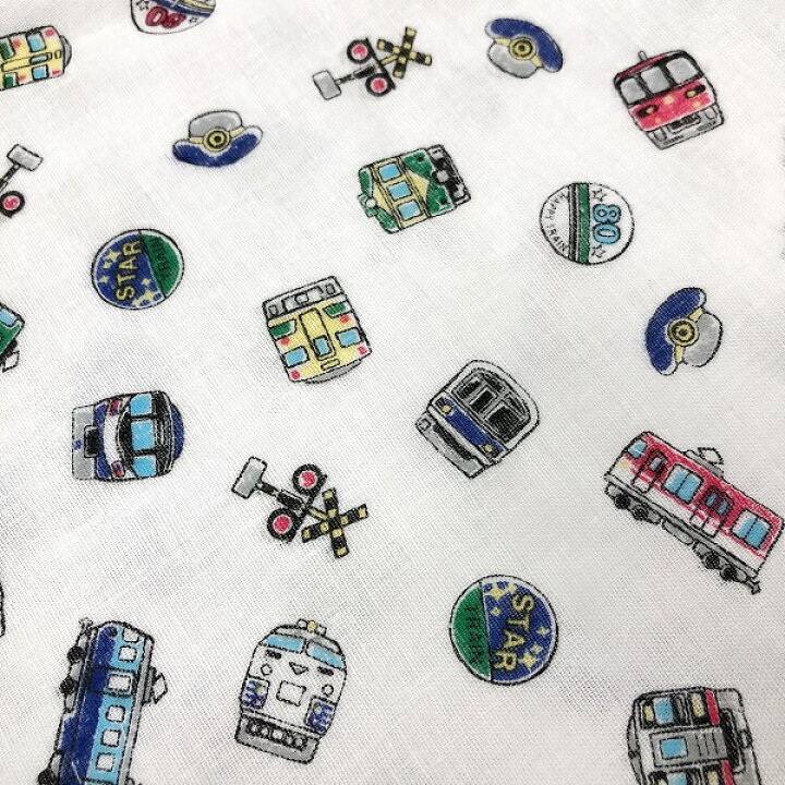 楽天市場 Wガーゼ ダブルガーゼ 電車 新幹線柄 正面 綿100 生地 布男の子 手芸レースのフェアリーレース