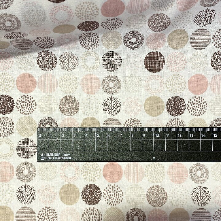 楽天市場】シーチング 生地 北欧風 【mini】丸の模様 葉っぱ 葉脈 