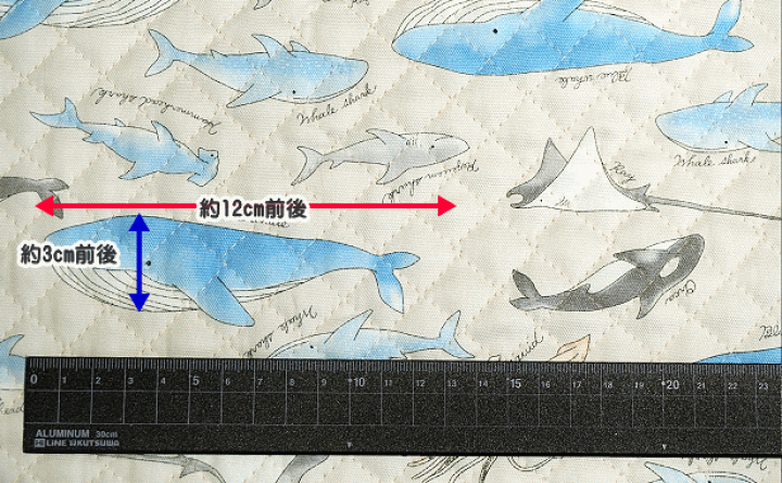 楽天市場】キルティング 生地 海の生き物 柄 クジラ シャチ エイ 巨大