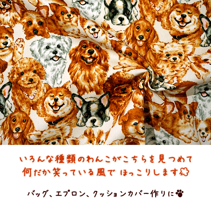 楽天市場】オックス 生地 わんこの笑顔 犬柄 いぬ わんこ プードル