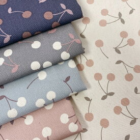 オックス 生地 くすみさくらんぼ くすみカラー さくらんぼ さくらんぼ柄 大人っぽい おしゃれ シンプル 女の子 かわいい 綿100％ 布 手芸 通園 通学 入園 入学 北欧風 レッスンバッグ生地 通園生地