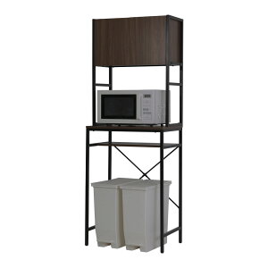 ゴミ箱上ラック 約 60幅 ゴミ箱上収納 ラック キッチン 隙間収納 幅63 奥行40 高さ170 キッチンラック レンジ 台 炊飯器 食器 棚 ゴミ箱収納 扉付 木製 ホワイト ブラウン 送料無料