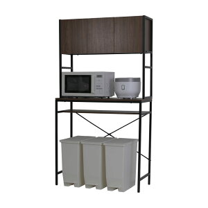 ゴミ箱上ラック 約 90幅 ゴミ箱上収納 ラック キッチン 隙間収納 幅92 奥行40 高さ170 レンジ台 ラック 大型レンジ対応 ゴミ箱収納 レンジラック 作業台 ホワイト ブラウン 送料無料