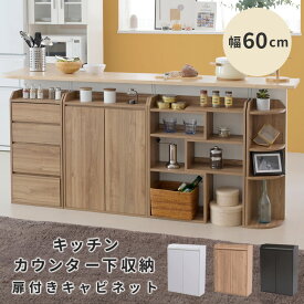 カウンター下収納 薄型 高さ80 奥行20 幅60 棚 キャビネット 扉付き 薄型 扉 送料無料