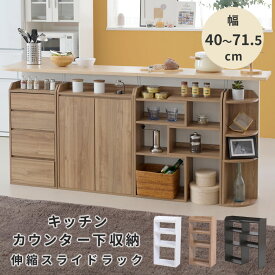 カウンター下収納 薄型 高さ80 奥行20 幅40 〜 幅70 伸縮ラック オープンラック 可動式 スリム 送料無料
