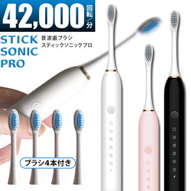 【2480→1580円 16日1:59まで】 電動歯ブラシ 音波振動歯ブラシ USB 充電式 USB充電 超音波振動歯ブラシ IPX7 防水設計 歯磨き 携帯用 歯ブラシ 替えブラシ 携帯歯ブラシ 替えブラシ付 42000回 音波歯ブラシ 【メール便送料無料】 STICK SONIC PRO 【336033】