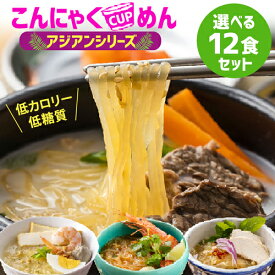 カップ麺 糖質カット ヌードル 選べる 12食 低糖質麺 糖質制限 ダイエット アジアン エスニック レンチン レンジ ダイエット食品 低カロリー 置き換えダイエット ラーメン コムタン トムヤム ラクサ こんにゃく麺 健康食品 【340007-12】