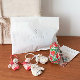 【針なし】Seeknit Ornament Kit かぎ針でつくる 紐付きミトン キット ◇ オーナメント 毛糸 かぎ針 編み針 クリスマス ギフト プレゼント ニット帽 セット 編み物 あみもの 初心者