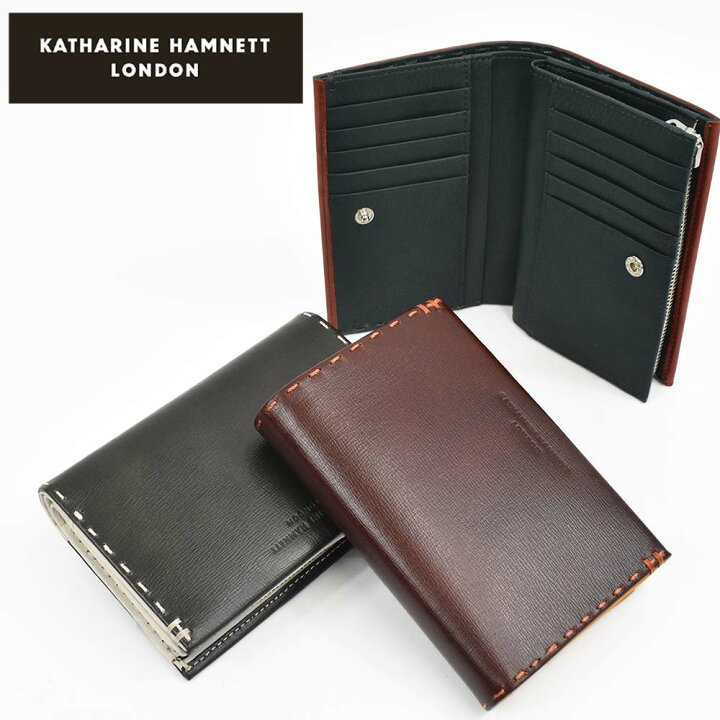 楽天市場 キャサリンハムネット Katharine Hamnett London ミドルウォレット 財布 二つ折り 縦型 メンズ レディース テーラード2 二つ折り財布 ファスナー 本革 革 レザー ブランド 2つ折り財布 おしゃれ かっこいい ギフト 490 カバンのアイワ