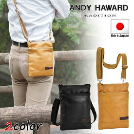 ショルダーバッグ メンズ 小さめ 軽量 日本製 斜めがけ 大人 かっこいい 薄マチ スリム 薄型 軽い ソフト 縦型 旅行 普段使い 40代 50代 60代 70代 ANDY HAWARD KBN16414