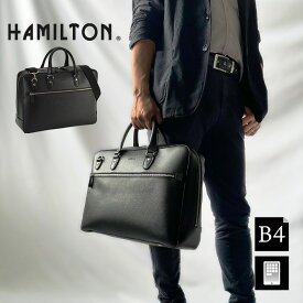 ブリーフケース ビジネスバッグ メンズ B4対応 黒 サフィアーノレザー調 横 横型 太マチ 大容量 HAMILTON KBN26708