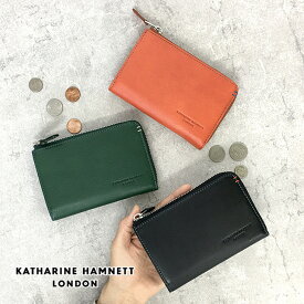 財布 メンズ 二つ折り財布 ブランド 革 490-50703 KATHARINE HAMNETT （キャサリンハムネット） 牛革 本革 レザーミドルBOX札入れ ファスナー財布 お洒落 男性 女性 小物 おしゃれ かっこいい 黒 緑 橙 型押し 誕生日 クリスマス 父の日 ギフト プレゼント