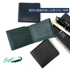 財布 メンズ おしゃれ Crocodile クロコダイル ビッグロゴ3 札入れ 小銭入れなし 6cm0577 緑の財布 グリーン 財布 メンズ財布 2つ折り財布 黒 茶色 レザー プレゼント ギフト 父の日 お誕生日 クリスマス バレンタイン コンパクト ミニマリスト 使いやすい かっこいい