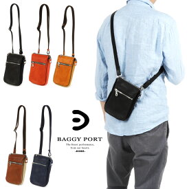 ミニショルダーバッグ ポシェット メンズ 斜め掛け 縦長 BAGGY PORT バギーポート スクエア グローブレザー グラブレザー 倉敷6号帆布 日本製 ポケット多い 男性用 紳士用 男女兼用 送料無料 あす楽 スマホショルダー スマホポーチ スマホポシェット ミニバッグ