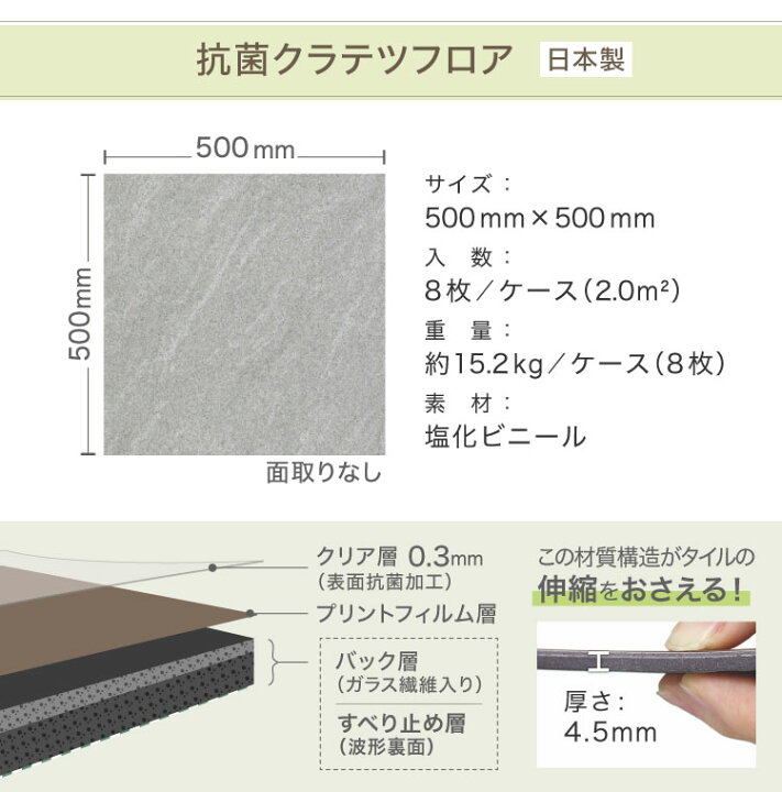 楽天市場】フロアタイル 置くだけ モルタル 大理石 石目調 