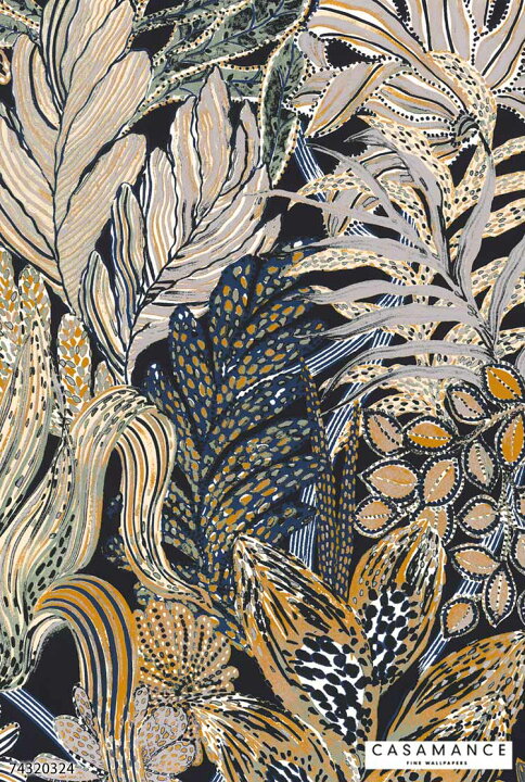 楽天市場 送料無料 輸入壁紙 フランス製 植物 葉 リーフ オリエンタル 布 のりなし壁紙 Casamance カサマンス 68 6cm 10m ロール 全3色 マルチカラー オレンジ ネイビー クロス Diy リフォーム 1ロール単位 カベコレ 壁紙コレクション