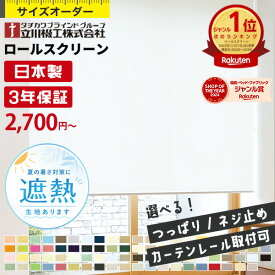 【最大8000円OFFクーポン★スパセ】 ＼楽天1位★カーテンレール・つっぱり取付可・賃貸OK／ ロールスクリーン ロールカーテン オーダー 遮熱 UVカット 防炎 遮光 洗える 調光 採光 断熱 防音 プルコード コードレス おしゃれ タチカワブラインド 立川機工 日本製