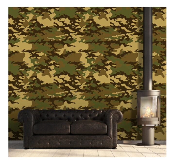 楽天市場 1m単位 切り売り 壁紙 のりなし 迷彩 カモフラージュ カモフラ ミリタリー ウッドランドリーフ モダン おしゃれ ストリート 貼りやすい デザイン 防カビ 日本製 国産 ファッション アパレル ブラック グレー グリーン カーキ かべがみはるこ かべがみはる