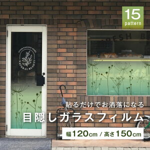 ガラスフィルム 窓 ガラス 目隠し シート おしゃれ ボタニカル柄 シンプル グラデーション 水で貼れる 貼ってはがせる 傷に強い 日本製 半透明 すりガラス調 曇りガラス ガラスシート 色付