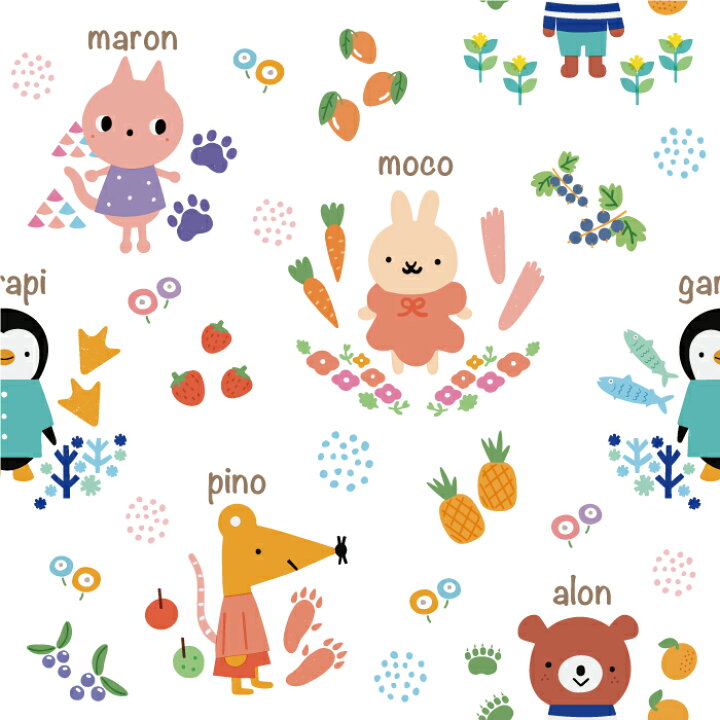 楽天市場 1m単位 切り売り 壁紙 のり付き おしゃれ 動物 かわいい イラスト 壁紙 子供部屋 貼りやすい デザイン 防カビ 日本製 国産 リメイク 模様替え カラフル キャラクター くま ペンギン ネコ ウサギ ネズミ かべがみはるこ キッズ Ksn かべがみはる