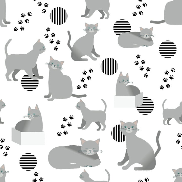楽天市場 1m単位 切り売り 壁紙 のり付き ねこ おしゃれ イラスト ドット 足跡 貼りやすい デザイン 防カビ 日本製 国産 リメイク 模様替え キャラクター ホワイト ロシアンブルー ペット 癒し 楽しい かべがみはるこ キッズ Ksn かべがみはるこの壁紙工場