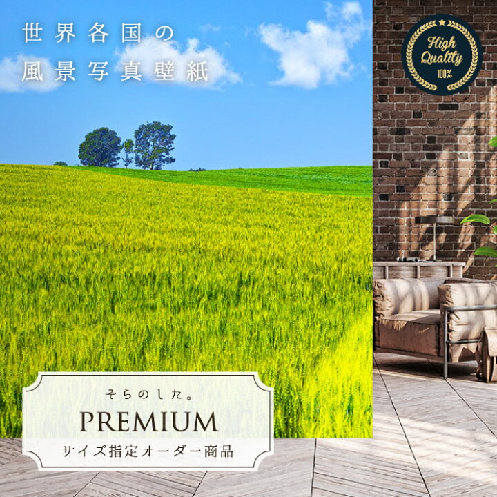 楽天市場 期間限定sale オーダー壁紙 壁紙 写真 北海道 草原 空 木 シンプル カントリー おしゃれ 綺麗 自然 開放的 癒し 貼りやすい 防カビ 日本製 国産 リメイク 模様替え 店舗 内装 部屋 寝室 キッチン リビング トイレ 風景 景色 かべがみはるこ そらのした