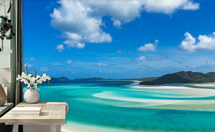 楽天市場 オーダー壁紙 壁紙 写真 オーストラリア 海 南国 リゾート 空 砂浜 浜辺 おしゃれ 綺麗 自然 癒し 貼りやすい 防カビ 日本製 国産 リメイク 模様替え 店舗 内装 部屋 寝室 キッチン リビング トイレ 風景 景色 かべがみはるこ そらのした Premium