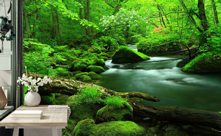 楽天市場 オーダー壁紙 壁紙 写真 日本 奥入瀬 渓流 川 森林 林 ジャングル おしゃれ 綺麗 自然 癒し 貼りやすい 防カビ 日本製 国産 リメイク 模様替え 店舗 内装 部屋 寝室 キッチン リビング トイレ 風景 景色 かべがみはるこ そらのした Premium