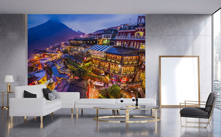 楽天市場 オーダー壁紙 壁紙 写真 台湾 夜 提灯 幻想的 レトロ おしゃれ 綺麗 自然 開放的 癒し 貼りやすい 防カビ 日本製 国産 リメイク 模様替え 店舗 内装 部屋 寝室 キッチン リビング トイレ 風景 景色 かべがみはるこ そらのした Premium かべがみはるこの