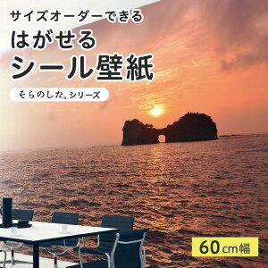 【サイズオーダー】 貼ってはがせる シール 壁紙 写真 高発色 海 夕方 マジックアワー 風景 おしゃれ リメイクシート 粘着シート DIY 貼りやすい 60cm幅 日本製 国産 のり付き 模様替え カフェ