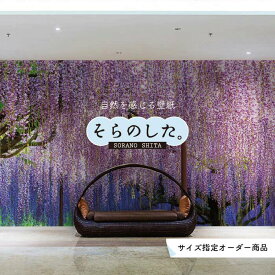 【オーダー壁紙】 壁紙 写真 花 植物 藤 枝垂れ おしゃれ ボタニカル パープル 貼りやすい 自然 防カビ 日本製 国産 リメイク 模様替え 店 天井 部屋 寝室 キッチン リビング トイレ 風景 景色 かべがみはるこ そらのした。