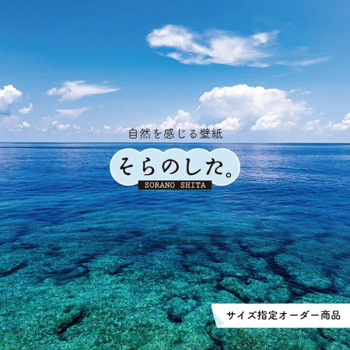 楽天市場 オーダー壁紙 壁紙 海 写真 おしゃれ 沖縄 自然 リゾート 貼りやすい デザイン 防カビ 日本製 国産 アクセントクロス リメイク 模様替え 店舗 内装 部屋 寝室 キッチン リビング トイレ 風景 景色 ブルー かべがみはるこ そらのした かべがみはるこの