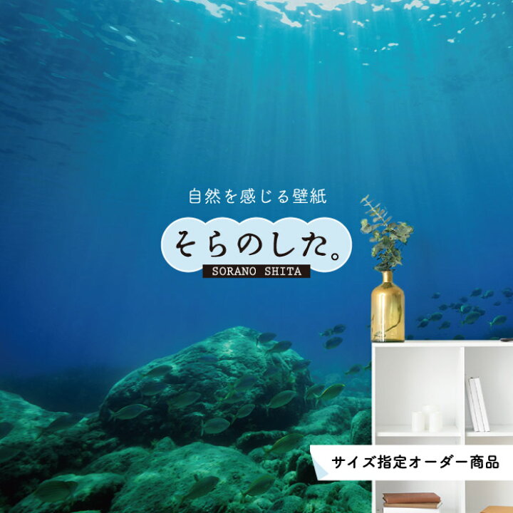 楽天市場 オーダー壁紙 壁紙 海の中 水中 ダイビング 熱帯魚 写真 おしゃれ 自然 幻想的 貼りやすい デザイン 防カビ 日本製 国産 リメイク 模様替え 店舗 天井 部屋 寝室 キッチン リビング トイレ 風景 景色 ブルー かべがみはるこ そらのした かべがみはる