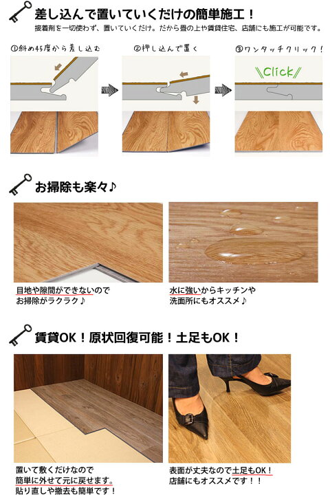 楽天市場】フロアタイル 置くだけ はめ込み式 デコリカクリック 1 