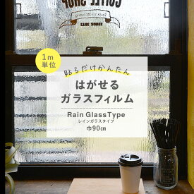 25日30名様20％OFFクーポン はがせる ガラスフィルム 吸着タイプ 窓 目隠し シート レインガラスタイプ 【1m単位で切り売り】