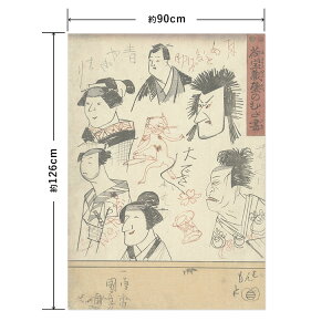 【全品対象クーポン配布中】 アートポスター 水だけで何度も貼れるはがせる 賃貸OK のり付き Hattan Art Poster ハッタンアートポスター 歌川国芳 荷宝蔵壁のむだ書 / HP-00574 S・M・L・LLサイズ 砂