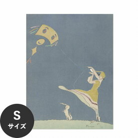 水だけで何度も貼れるはがせる アートポスター 賃貸OK のり付き Hattan Art Poster ハッタンアートポスター Girl with kite and dog / HP-00296 Sサイズ(34cm×45cm) 砂壁 に 貼れる 壁紙ポスター 壁紙屋本舗