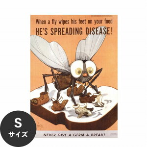 ŉx\͂ A[g|X^[ OK ̂t Hattan Art Poster nb^A[g|X^[ When a fly wipes his feet on your food hefs spreading disease / HP-00322 STCY(32cm×45cm)   \