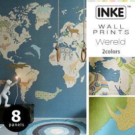 25日30名様20％OFFクーポン 輸入壁紙 オランダ製 インケ Wereld8パネル1セットフリース壁紙(不織布)