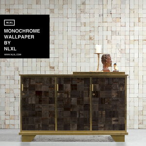 �y�ő�25���N�[�|���z�z���z �A���ǎ� �I�����_�� NLXL / MONOCHROME WALLPAPER MOSAIC SQUARES WHITE WALLPAPER BY PIET HEIN EEK / PHE-21�i1���[��(48.7cm×9m)�P�ʂŔ̔��j�t���[�X(�s�D�z)�y�����݌Ɂz