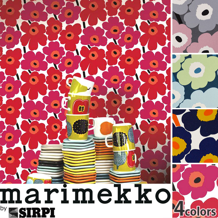 Pieni Unikkoby Marimekko Finland Imported Wallpaper マリメッコ 壁紙 ウニッコ Unikko ピエニウニッコ ロール 保証書付 53cm 10m 不織布 単位で販売フリース壁紙