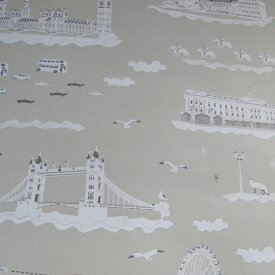 輸入壁紙の切り売り（横巾52cm×1m単位で切売）Yukari Sweeney ユカリ・スウィーニー Wish You Were Here In London Evening Fog WP-WYWHL-03【国内在庫】