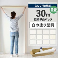 【最大25％クーポン配布中】 壁紙 のり付き 30m パック 6畳 壁紙の上から貼れる白の塗り壁 白 ホワイト …