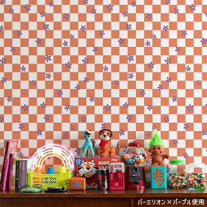 はがせる壁紙 のりなしタイプ クロス 賃貸 49cm×2.5m ポップ カラフル インテリア 部屋 アメリカン 花柄 かわいい チェッカー ダイナー SNS 背景 自分で 簡単に 張り替え おしゃれ に DIY 壁紙屋