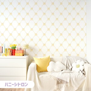 はがせる壁紙 のりなしタイプ クロス 賃貸 幅49cm ルルリボン What's poppin? リボン カラフル おしゃれ かわいい ガーリー インテリア 部屋 キッズ 子供部屋 自分で 簡単に 張り替え DIY 壁紙屋本