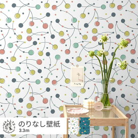 はがせる壁紙 のりなしタイプ 賃貸 おしゃれ クロス WALLTZ ウォルツ 49cm×3.3m 白 青 ブルー カラフル さくらんぼ チェリー ドット 柄 かわいい Day Starter / cherry クリエイターズ壁紙 壁紙の上から貼れる 簡単 張り替え トイレ キッチン 壁紙屋本舗